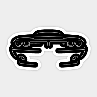 front/profile Dodge Challenger - stencil, white Sticker